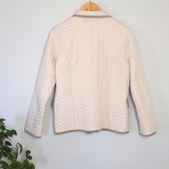 SIGRID OLSEN SPORT | Quilted Jacket | Cream Tan Trim | Size Medium - Picture 4 of 16